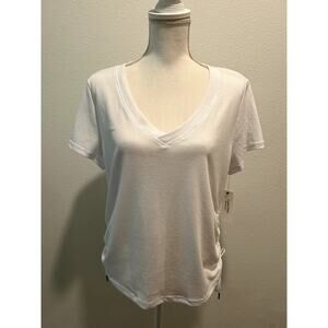 Calvin Klein Performance Womens Drawstring-Ruched Textured Top White Size XL New